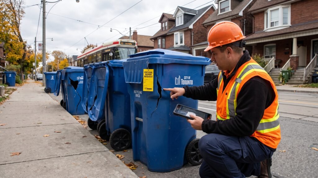 Toronto damaged garbage bins